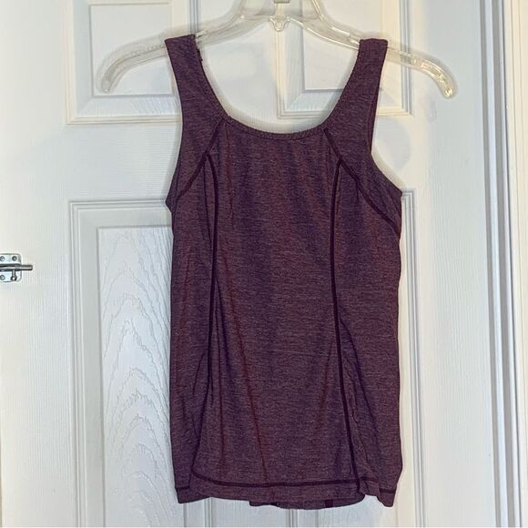 Lululemon Run Free Ruffle Tank Top Sz 8 Workout Athletic Heathered Plum Purple - Picture 3 of 8